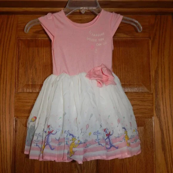 Dr. Seuss Imagine Where You Can Go Pink Tutu Dress Toddler Girls Size 2T - Picture 1 of 5